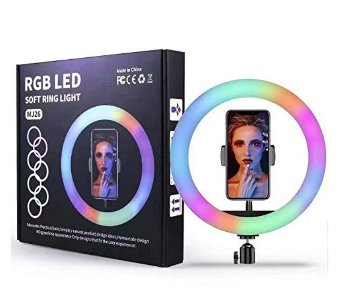 Express Delivery - TikTok Mj26 10.2inch Dark Edge RGB Flash Ring Light For Camera Smartphone Youtube Video Shooting - ID 54183