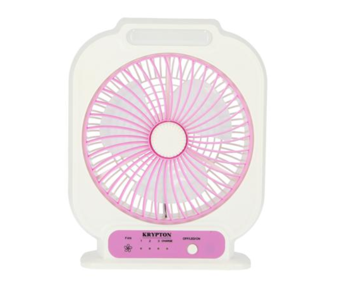 Krypton KNF222 8inch Rechargeable Mini Table Powerful Personal Desk Box Fan - White And Pink in UAE