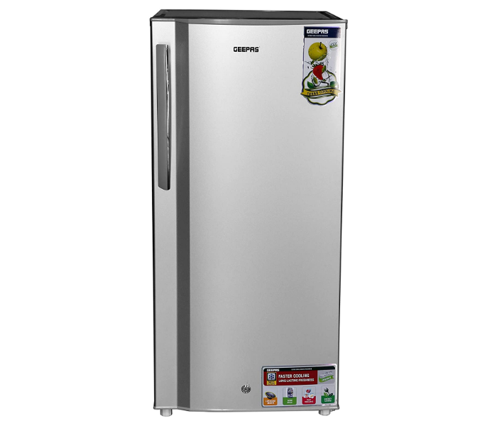 Geepas GRF2059SPE 220 Litres Defrost Single Door Refrigerator - Silver in UAE