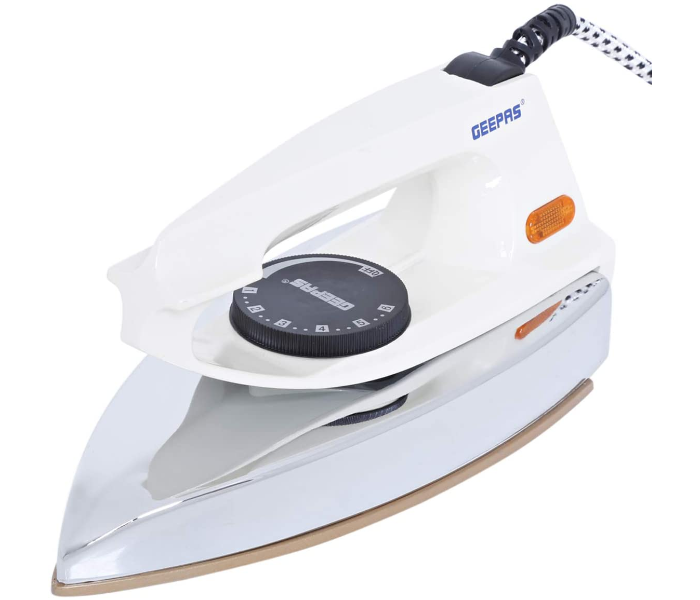 Geepas GDI7729 Dry Iron With Nonstick Golden Teflon Plate - White in UAE