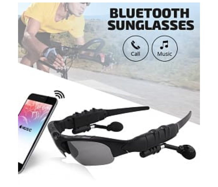 Sunshade Bluetooth Stylish Sporty Earphones Sunglasses - Rechargeable, Black in KSA