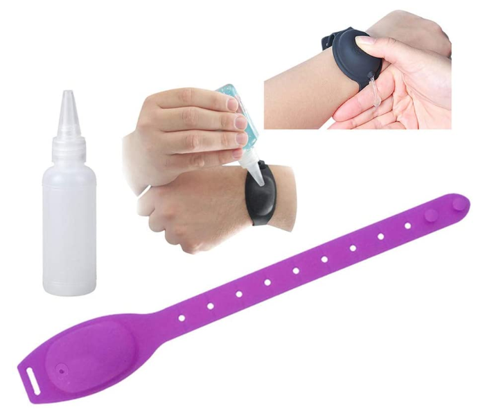 Portable 10 Ml Hand Sanitizer Dispensing Wristband Bracelet Wearable Hand Dispenser Portable Silicone Travel Refillable - Purple in UAE