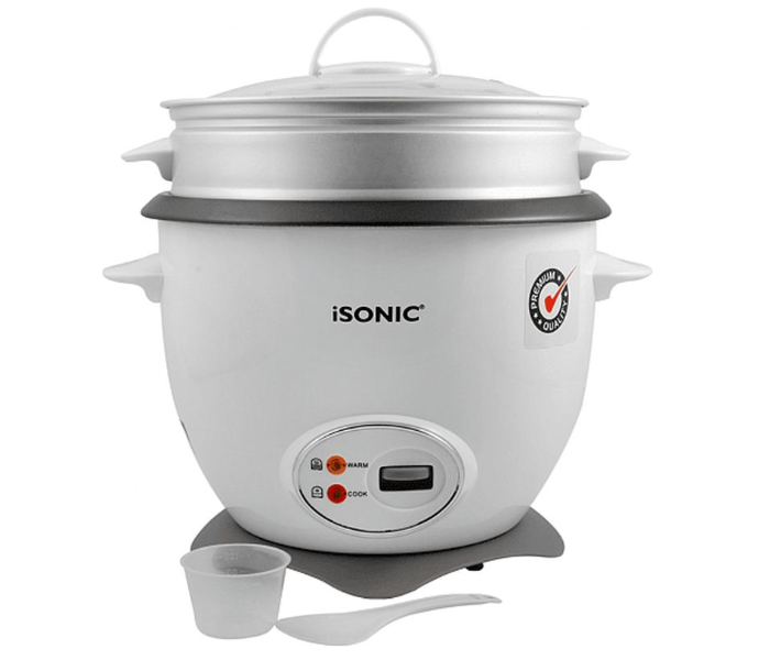 Isonic IRC761 1.8 Litre Automatic Rice Cooker With Glass Lid - White in KSA