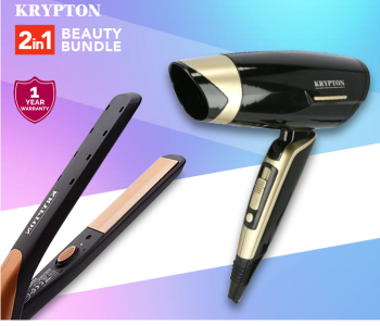 Krypton KNH6056 Hair Dryer - Silver + Krypton KNH6018 Hair Straightener in OMAN