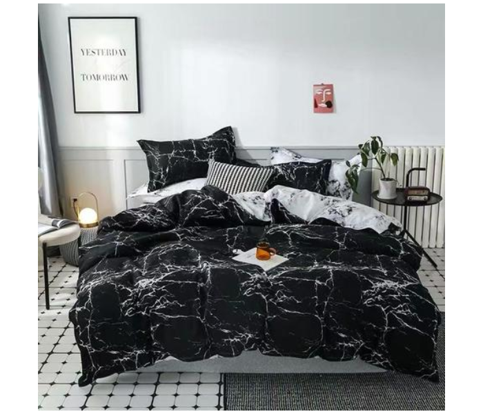 6 Pieces High Quality Cotton Double Size Bed Sheet With Quilt Cover And Pillow Case – Black in UAE