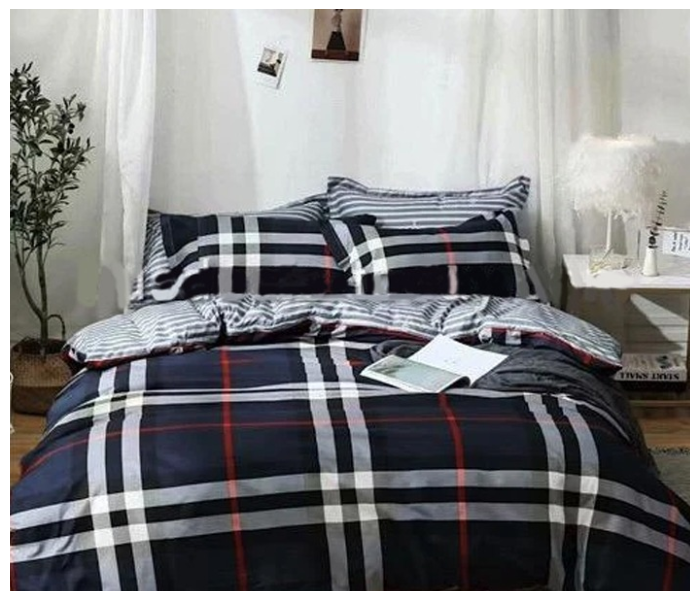 Check 6 Pieces High Quality Cotton Double Size Bed Sheet With Quilt Cover And Pillow Case – Black And White in UAE