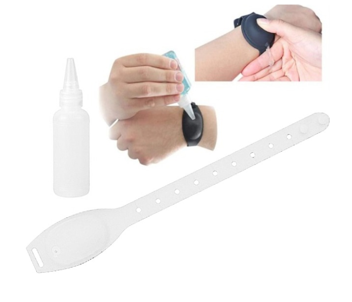 Portable 10 Ml Hand Sanitizer Dispensing Wristband Bracelet Wearable Hand Dispenser Portable Silicone Travel Refillable - White in UAE