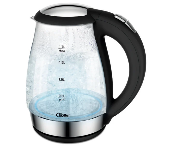 Express Delivery - Clikon CK5128 1.7 Liters Electric Kettle Glass - Black - ID 55939