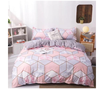 6 Pieces High Quality Cotton Double Size Bed Sheet With Quilt Cover And Pillow Case - Baby Pink in UAE