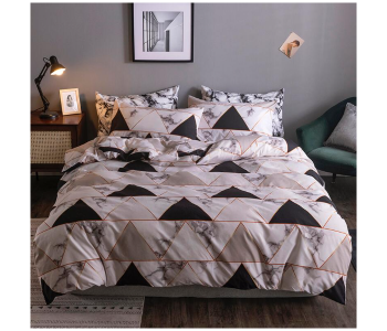 Triangle 6 Pieces High Quality Cotton Double Size Bed Sheet With Quilt Cover And Pillow Case - Brown in KSA