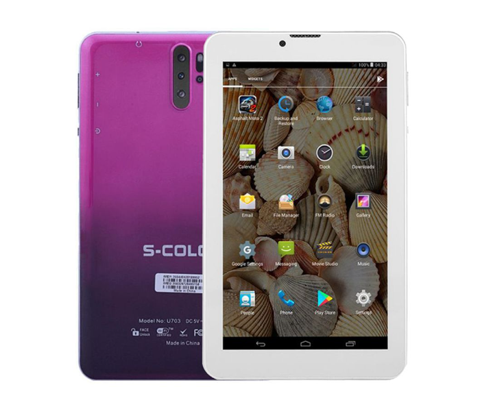S-Color U703 7-Inch 2GB RAM 16GB 4G LTE Dual SIM Android Tablet - Purple in KSA