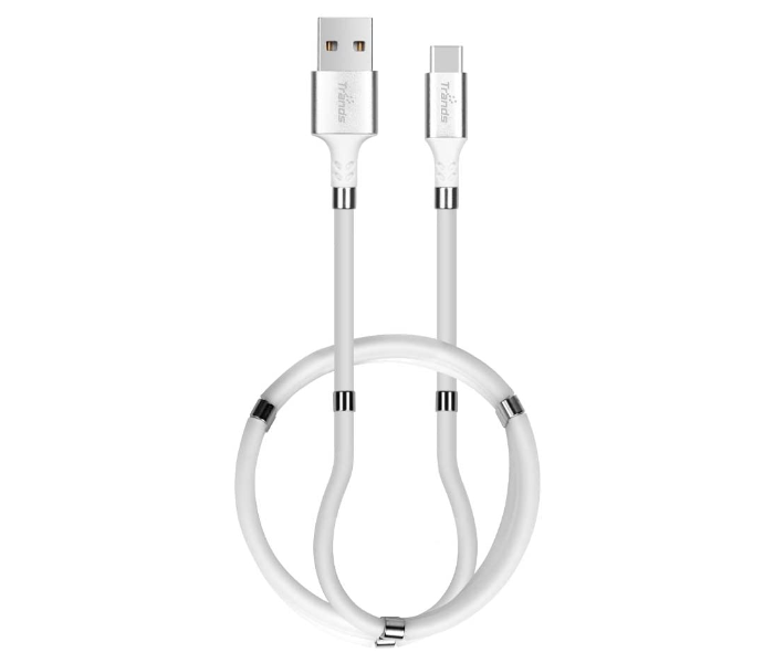 Express Delivery - Trands TR-CA550 Type-C Fast Charging Magnetic Absorption Data Cable - White - ID 60379