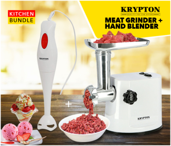 Krypton KNMG6080 1200 Watt Meat Grinder White + Krypton KNHB6077 Hand Blender - White in KSA