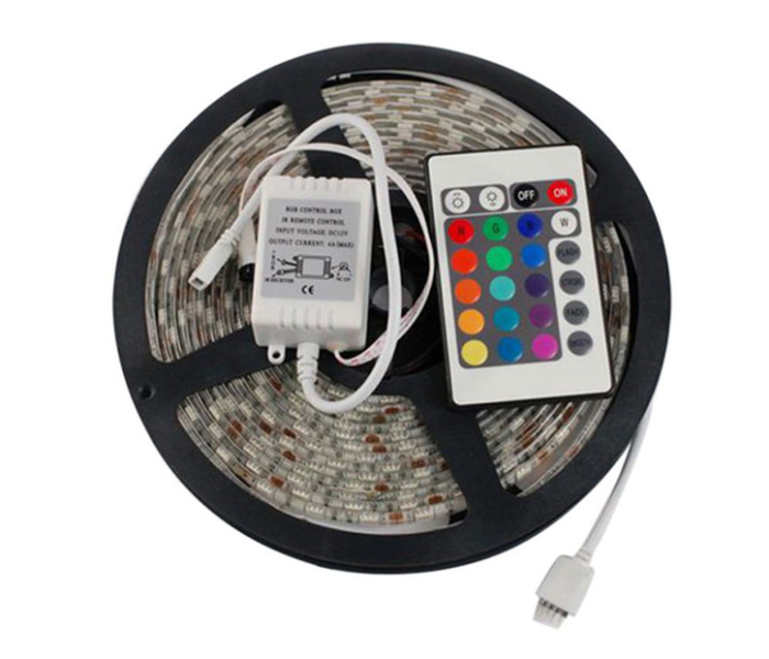 5 Meter Non Waterproof Flexible RGB LED Strip Light With Remote Control - Black And Brown in KSA