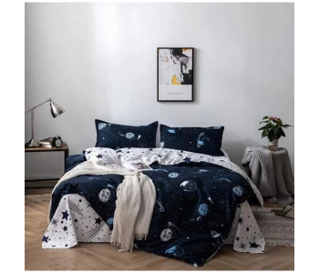 6 Pieces High Quality Cotton Double Size Bed Sheet With Quilt Cover And Pillow Case – Navy Blue in UAE