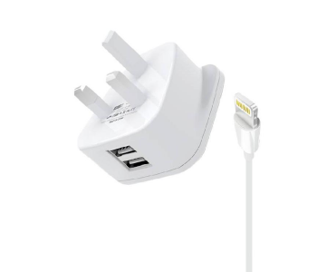 HeatZ ZAI08 Dual Port Fast Home Charger With Lightning Cable - White in OMAN