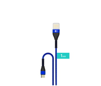 HeatZ ZCS07 1 Meter Nylon Material Micro USB Cable - Black And Blue in OMAN