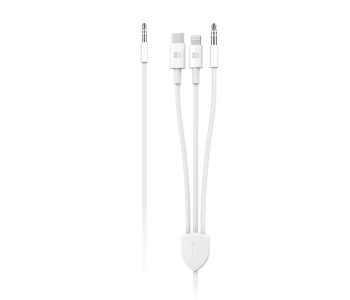 HeatZ ZX03 3 In 1 Audio Cable With Type C Lightning And 3.5 Mm AUX Cable - White in OMAN