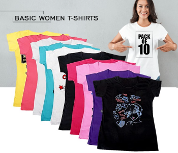 Express Delivery - FN-Pack of 10 Pieces Basic Women T-shirts - Large - ID 65487