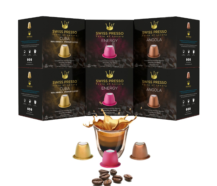 Swiss Presso 60 Different Flavour Capsules Compatible For Nespresso And Espresso in UAE