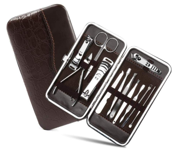 Manicure Pedicure Set Of 12 Nail Clipper Set Nail Tool With Luxury Suitcase - Stainless Steel in KSA