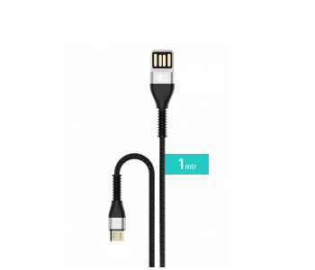 HeatZ ZCS07 1 Meter Nylon Material Micro USB Cable - Black And Silver in OMAN