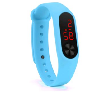 Express Delivery - Jam Tangan LED Strap Rubber Jam JUNIOR Digital Unisex - Light Blue - ID 67013