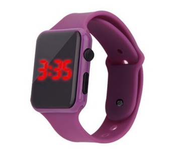 Express Delivery - Jam Tangan LED Strap Rubber Jam Digital Unisex-Purple - ID 66137
