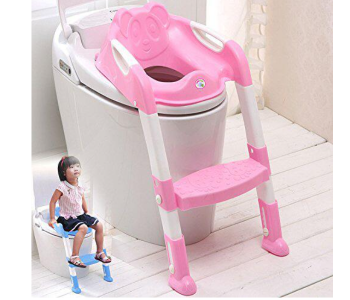 Baby Adjustable Toddler Potty Training Toilet Seat With Ladder For Toddler - Pink in UAE