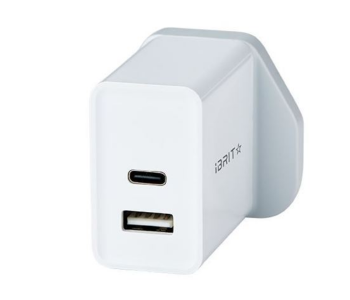 Express Delivery - Ibrit Casa P2 Dual Port USB Wall Charger UK Standard - White - ID 67940