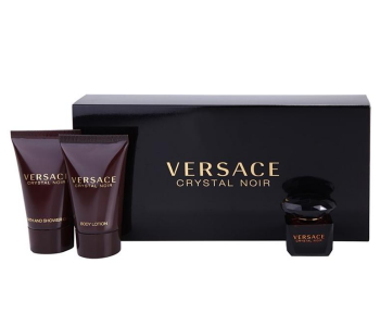 Versace 5ml Cristal Noir Eau De Toilette With 25ml Shower Gel And 25ml Body Lotion Gift Set in UAE