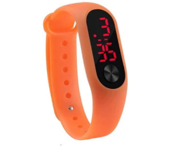 Express Delivery - Jam Tangan LED Strap Rubber Jam JUNIOR Digital Unisex - Orange - ID 66982