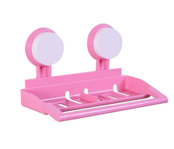 Double Suction Cups Soap Box Towel Holder - Pink in KSA
