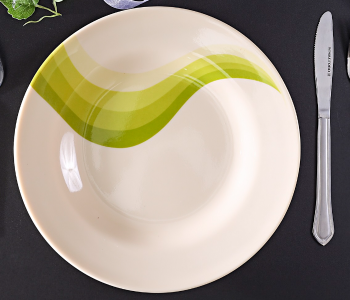 Royalford RF8079 10-inch Melamine Ware Super Rays Deep Plate - Ivory & Pista Green in UAE