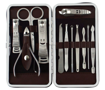 FN-Miss Beauty Set Of 12 Piece Manicure Pedicure Nail Clipper Set With Luxury Suitcase - Stainless Steel in OMAN