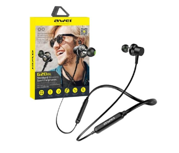 New Arrivals For Awei G20BL Neckband Wireless Earphones - Black and Green - ID 69607