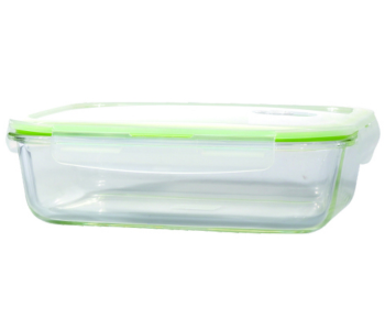 Royalford RF8811 Borosilicate Rectangular Airtight Glass Container - Clear & Green in UAE