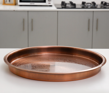 Royalford RF9568 40cm Copper Plated Round Tray - Brown in UAE