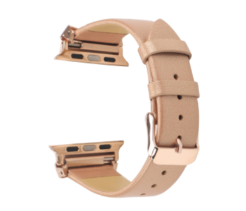 Express Delivery - Promate SCEPTER-38SM 38mm Leather Watch Strap for Apple Watch Series - Gold - ID 69141