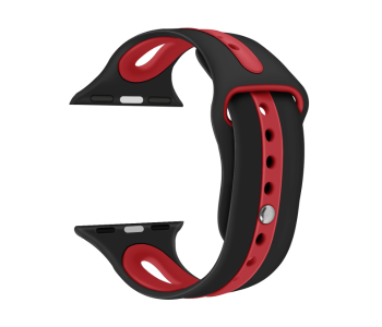 Express Delivery - Promate HIPSTER-38ML 38mm Silicone Watch Strap for Apple Watch Series - Black and Red - ID 69110