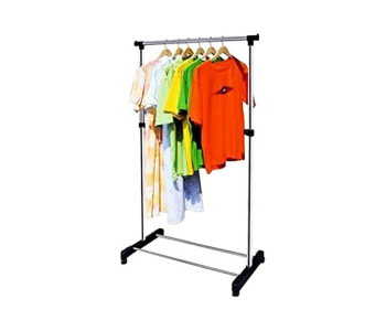 Express Delivery - Single Pole Telescopic Clothes Hanger - Black and Silver - ID 69635