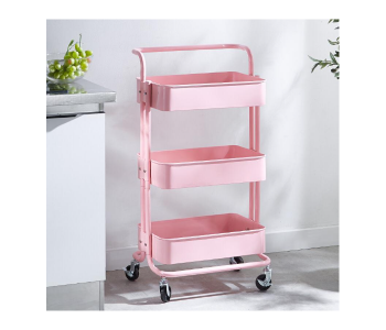 Baby Supplies Storage Rack With Rolling Wheel - Pink in OMAN