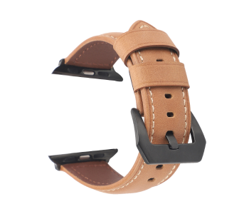 Promate Stitch-42ML 42mm Leather Watch Strap For Apple Watch Series - Light Brown in UAE