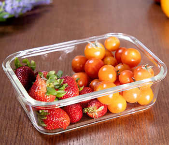 Royalford RF8815 2 Compartment Rectangular Glass Airtight Food Container - Clear & Turquoise in UAE
