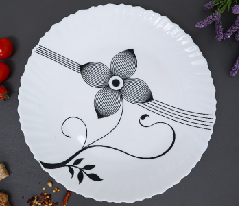 Royalford RF6103 7.5-inch Opal Ware Soup Plate - White & Black in UAE