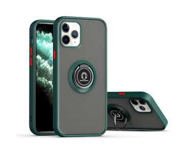 Express Delivery - Silicone Soft Edge Mobile Case with Metal Finger Ring Holder Stand for Apple iPhone 12 Mini - Green - ID 72013