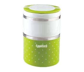 Royalford RF6145 Stainless Steel Double Layers Lunch Box - White And Green in UAE