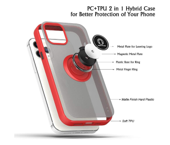 Express Delivery - Silicone Soft Edge Mobile Case with Metal Finger Ring Holder Stand for Apple iPhone 12 and 12 Pro - Blue - ID 72024