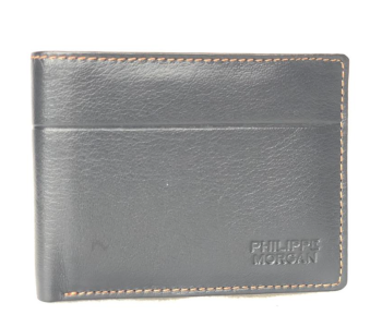 Philippe Morgan PM044 Men Leather Bifold Wallet- Black in KSA