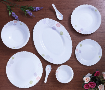 Royalford RF8984 34 Pieces Opal Ware Dinner Set - White in UAE